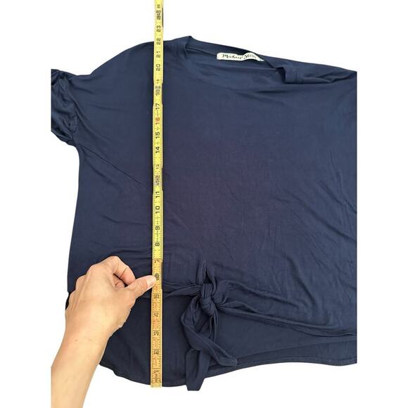 Michael Stars Women's Blue Crew Neck Twist Front T-Shirt Top Size XS - Picture 5 of 6
